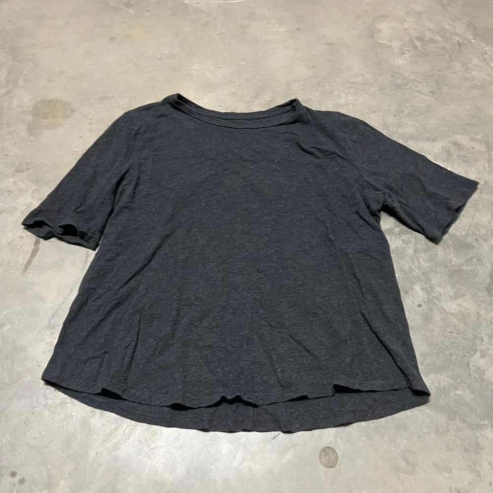 Eileen Fisher Womens Organic Cotton Short Sleeve Boxy T-Shirt Charcoal Gray L